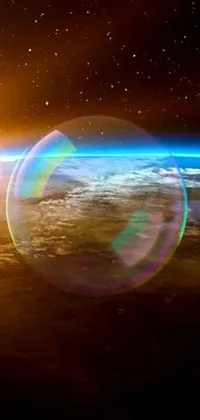 This live wallpaper features a soap bubble floating above the earth, a stunning hologram projection, and a colorful display of light and space
