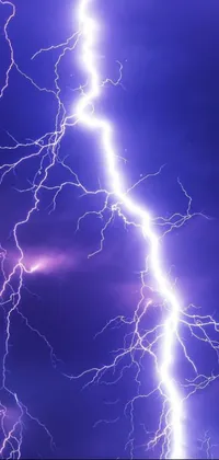 This lively phone live wallpaper features a striking lightning bolt captured against a backdrop of rich purple hues