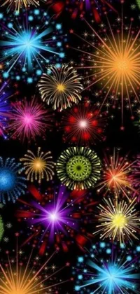 Bring some life to your phone screen with this stunning live wallpaper featuring colorful fireworks exploding against a black background