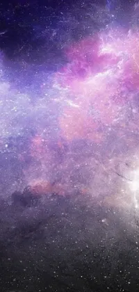 Get lost in a stunning purple and blue space wallpaper, filled with twinkling stars and a breathtaking metallic nebula
