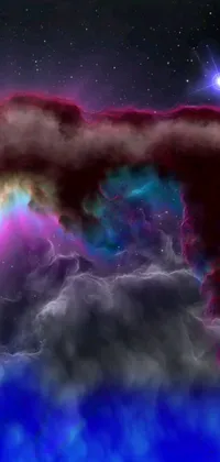 This live wallpaper features a mesmerizing sky filled with clouds and stars