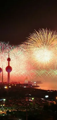 Experience the thrill of a fireworks display against the night sky with this stunning live wallpaper