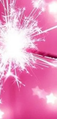 Looking for a magical and celebratory phone wallpaper? Look no further than this stunning live wallpaper, featuring a close-up of a sparkler shining against a vibrant pink background
