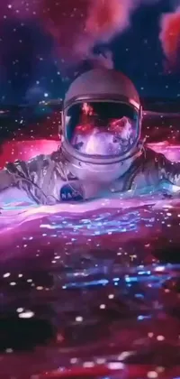 This is an impressive live wallpaper featuring an astronaut floating in water