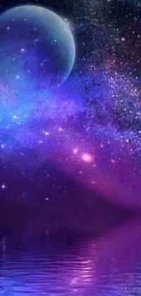 This beautiful phone live wallpaper showcases a stunning digital art piece with a cosmic wonder theme