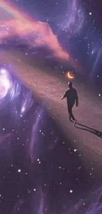 Transport yourself to a surreal realm with this cosmic live wallpaper