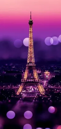 This live wallpaper showcases a stunning digital art of Eiffel Tower during night-time