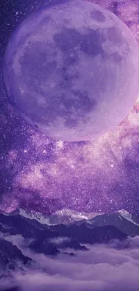 This phone live wallpaper displays a stunning full moon in a space art style