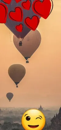 This phone live wallpaper features a stunning image of a beautiful landscape in Myanmar, with colorful balloons floating in the misty sky