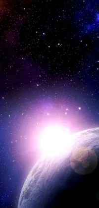 Discover a mesmerizing live wallpaper for your smartphone featuring a breathtaking scene of a planet and star in the distant galaxy