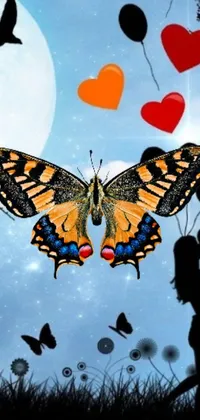 This phone live wallpaper features an eye-catching digital art depicting a couple kissing in front of a butterfly
