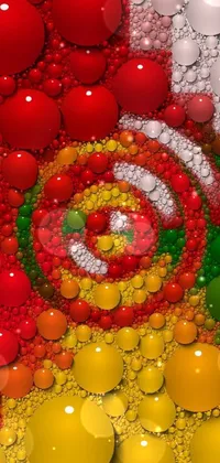 This live wallpaper features a captivating display of vibrant balloons arranged in a radial pattern