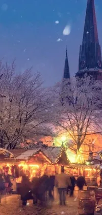 Experience the festive season with our Christmas market live wallpaper
