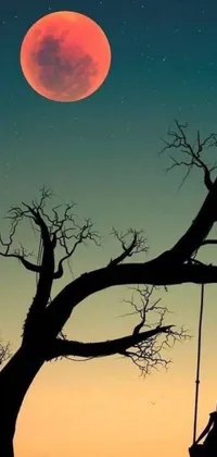 This dark phone live wallpaper features a surrealistic scene