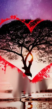 This live wallpaper for your phone showcases a captivating picture of a heart-shaped tree