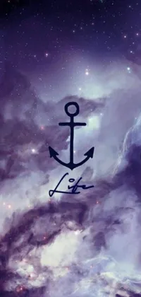 This live phone wallpaper depicts a captivating image of an anchor floating in the sky