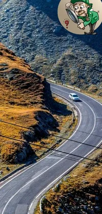 For a thrilling drive experience on your mobile device, enjoy this realistic live wallpaper featuring a car traversing a winding mountain road