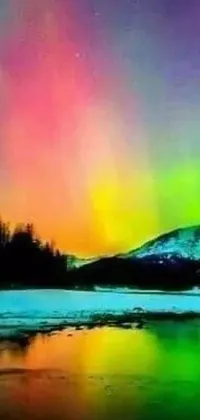 Experience the captivating beauty of the Aurora Borealis on your phone's wallpaper