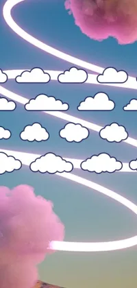 This stunning live wallpaper for your phone showcases an image of beautiful clouds set against a striking neon outline, providing a modern and unique take on this classic scenery