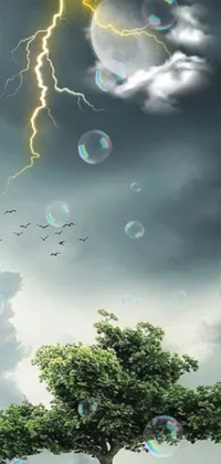 This mesmerising phone live wallpaper depicts a mystical, stormy scene for your device background