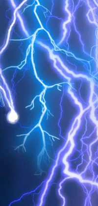 This phone live wallpaper features a remarkable close up of lightning in a dark sky