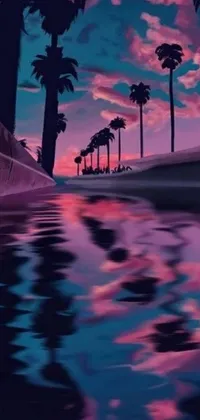 This live phone wallpaper brings a stunning sunset scene to life