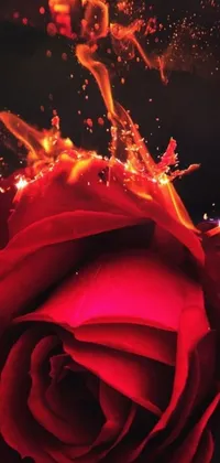 This phone live wallpaper features photorealistic renderings of a red rose with water droplets, serene nature scenes, and animated effects such as ripples, fluttering leaves, and flying birds