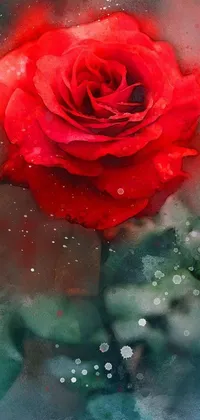 Enhance your device's display with this stunning live wallpaper of a red rose painting