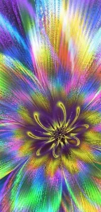 Add a vibrant and trippy vibe to your phone's home screen with this stunning psychedelic flower live wallpaper