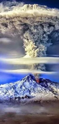 Looking for a stunning phone live wallpaper? Check out this incredible design featuring a roaring volcano with smoke pouring into the sky