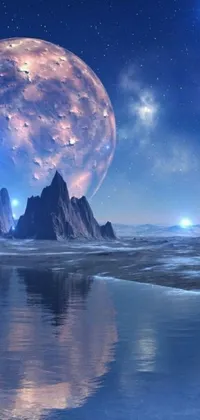 Get lost in an ethereal and surreal planet with this stunning digital art wallpaper - a perfect choice for space lovers