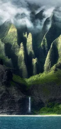 This stunning live wallpaper depicts a peaceful landscape featuring mountains in the background, a serene body of water, and a lush canyon with mossy trees and a gentle river