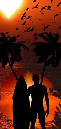 This palm tree live phone wallpaper is perfect for those who love surfing and tropical vibes