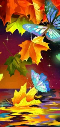 This phone live wallpaper brings the beauty of autumn leaves to life