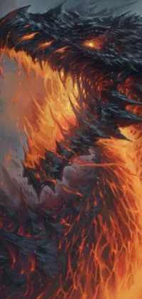 Looking for an epic live wallpaper for your phone? Look no further than this striking fire-breathing dragon design! Created in 4k resolution, it showcases this black mythical beast in incredible detail, its body rendered in molten lava that will mesmerize you every time you view it