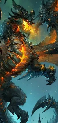 The Dragon Live Wallpaper showcases an impressive close-up of a fiery, black dragon