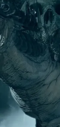 This dynamic phone live wallpaper features a large dinosaur with intricate wrinkles and scales on its skin