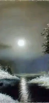 Experience the winter wonderland on your phone with this live wallpaper featuring a picturesque snow-covered house painting under the moonlit sky