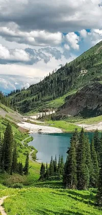 This phone live wallpaper showcases a scenic mountain lake in Colorado surrounded by lush green trees, taken in 2022 by a skilled photographer