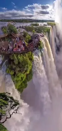 This phone live wallpaper captures the awe-inspiring Victoria Falls from a bird's eye view