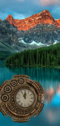 Looking for a stunning live wallpaper to enhance your phone's home screen? Check out our latest creation featuring a gorgeous clock in the middle of a serene lake at Banff National Park, surrounded by majestic mountains