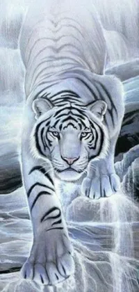 Get mesmerized by this stunning phone live wallpaper of a white tiger