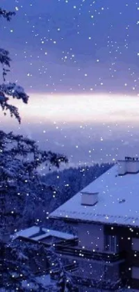Experience the serene winter landscape with this phone live wallpaper