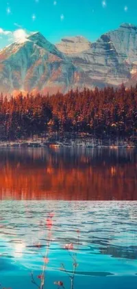 Make your phone truly stand out with a mesmerizing live wallpaper of a picturesque lake, surrounded by majestic mountains