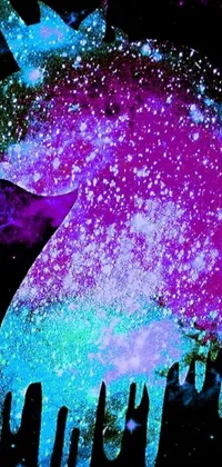 This stunning phone live wallpaper features a close-up painting of a majestic unicorn surrounded by a cosmic and surreal atmosphere