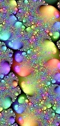 Introducing a charming and mesmerizing phone live wallpaper of iridescent fractal bubbles in vibrant colors