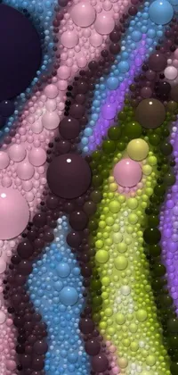 This phone live wallpaper features a mesmerizing display of digitally created bubbles in bold colors inspired by a peyote cactus