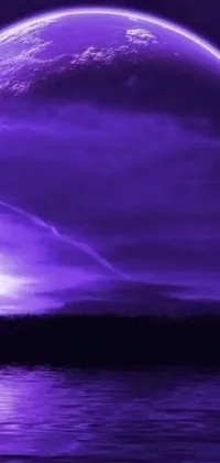 Immerse yourself in the stunning beauty of this purple moon live wallpaper for your mobile device
