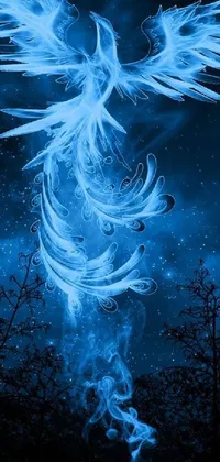 This Blue Angel Live Wallpaper depicts a stunning Heavenly Creature flying in the night sky