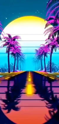 Transform your phone into a stunning sunset scene with palm trees in the forefront